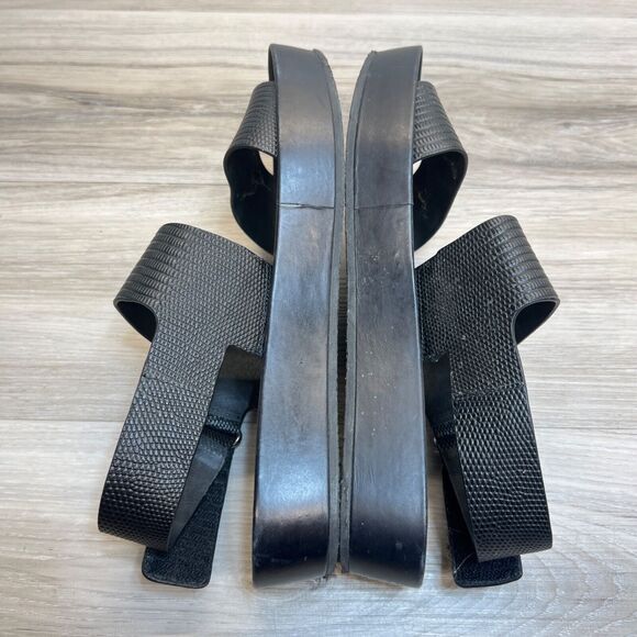 Vince Marett Leather Platform Ankle Strap Sandals Black Size 7.5 - Picture 3 of 11